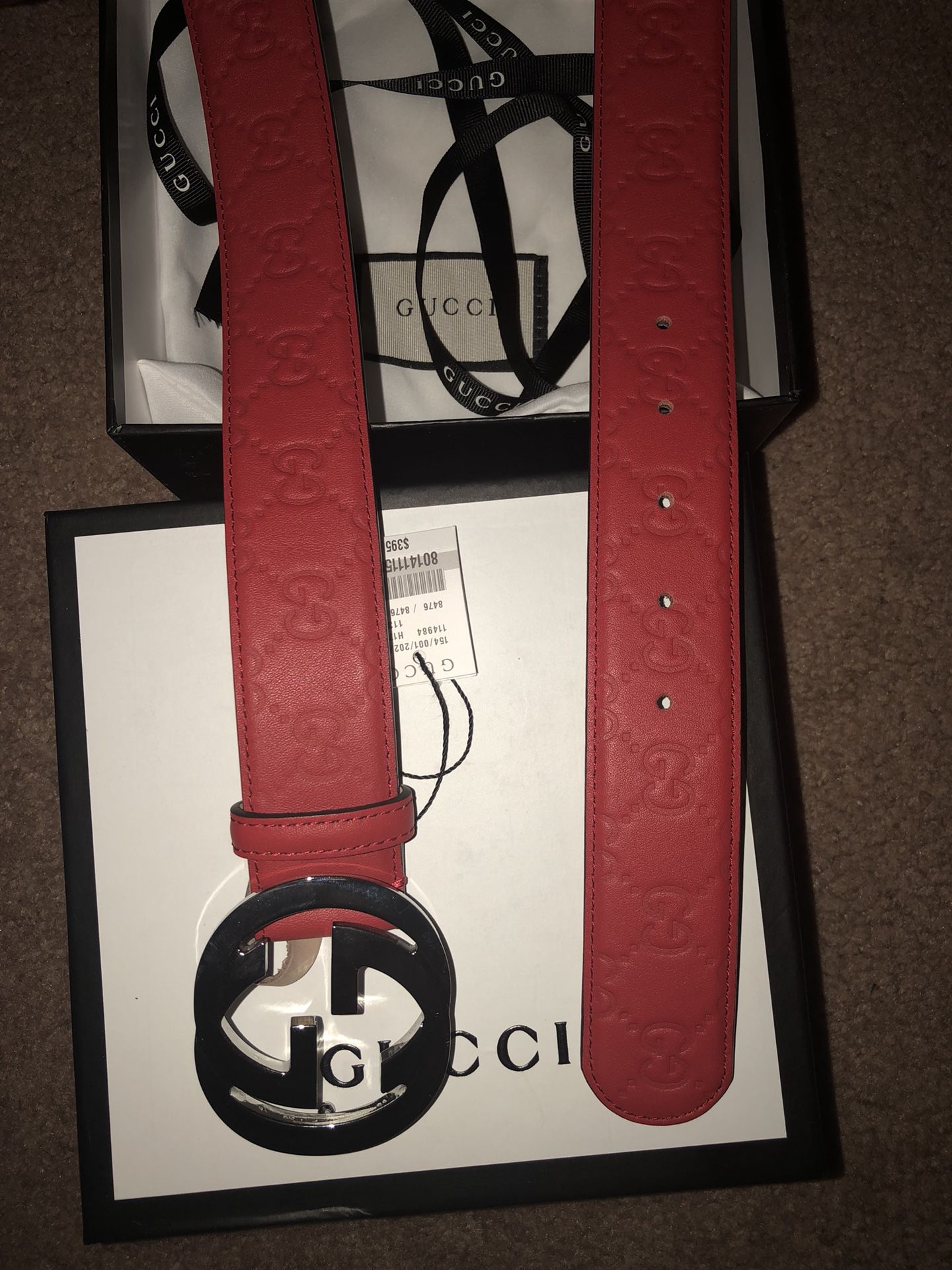 Red Gucci belt