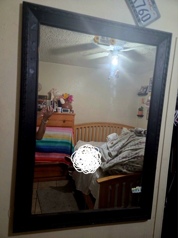 Big black wood mirror