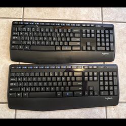 2 Logitech K345 Wireless Full-Sized Keyboards No Receiver one is missing battery
