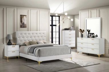 ✨ NEW ARRIVAL ✨ Modern White & Gold Queen Bedroom Set