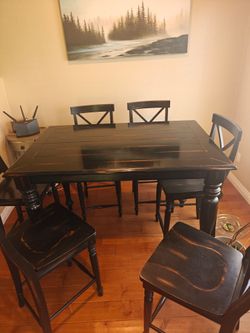 Beautiful Bar Height Dining Set – Table + 6 Chairs – Dark Espresso Brown