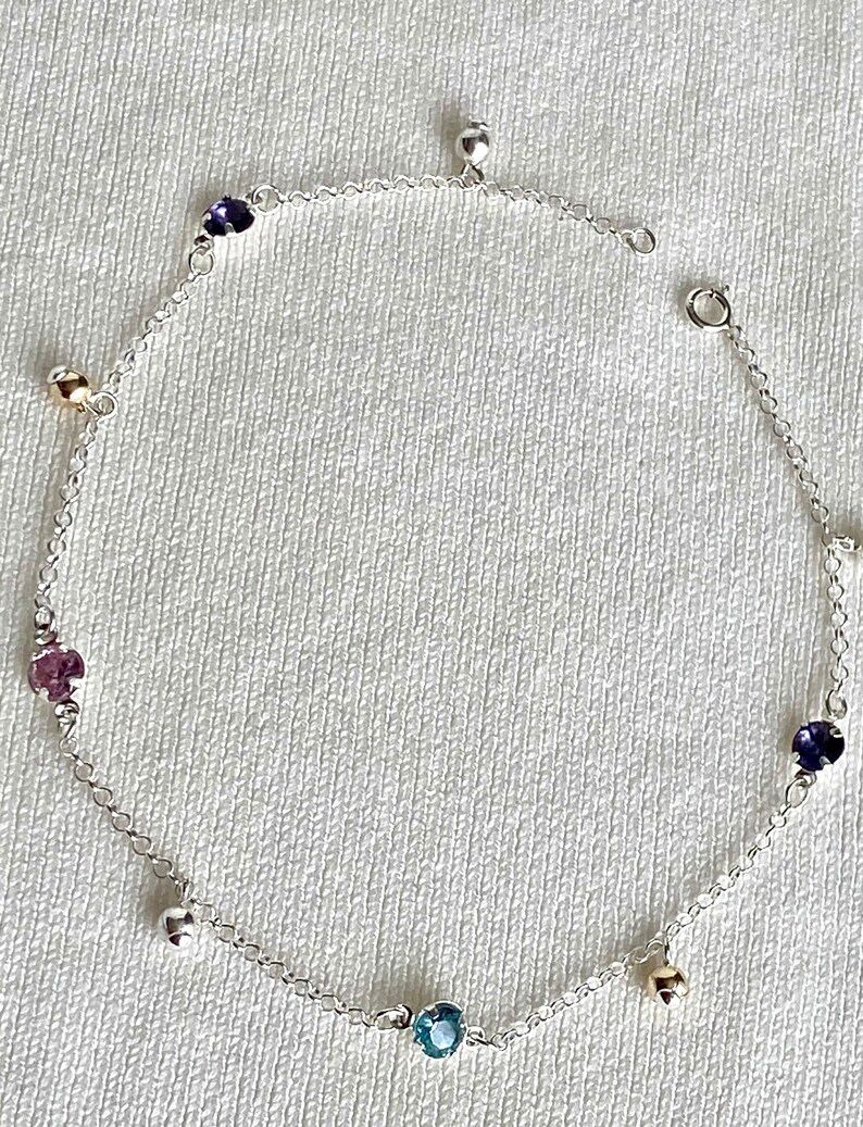 Wholesale Price , 6 Anklet Silver 925 and 8K gold laminated 10.5 inches , Handmade , Please No Lowballers