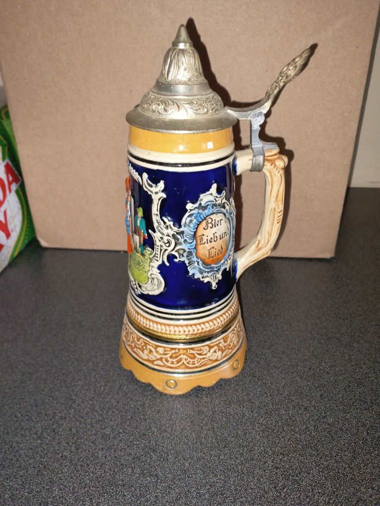 Vintage German Beer Stein With Music Box