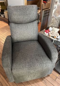 Gray upholstered accent armchair