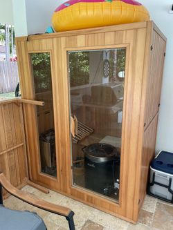 Outdoor Cedar Sauna w/ Heater & Sauna Stones – 2 Person Steam Sauna