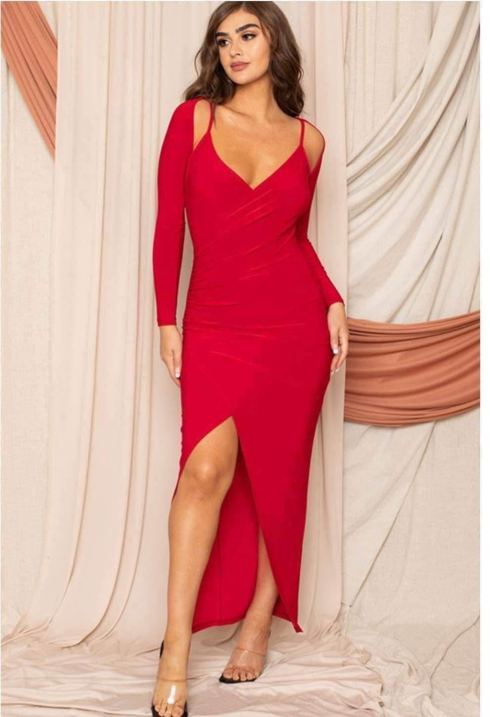 Large Red Midi Dress