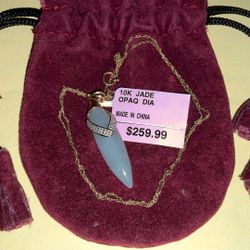 Jade Opaq. Diamond with 10k Pendent