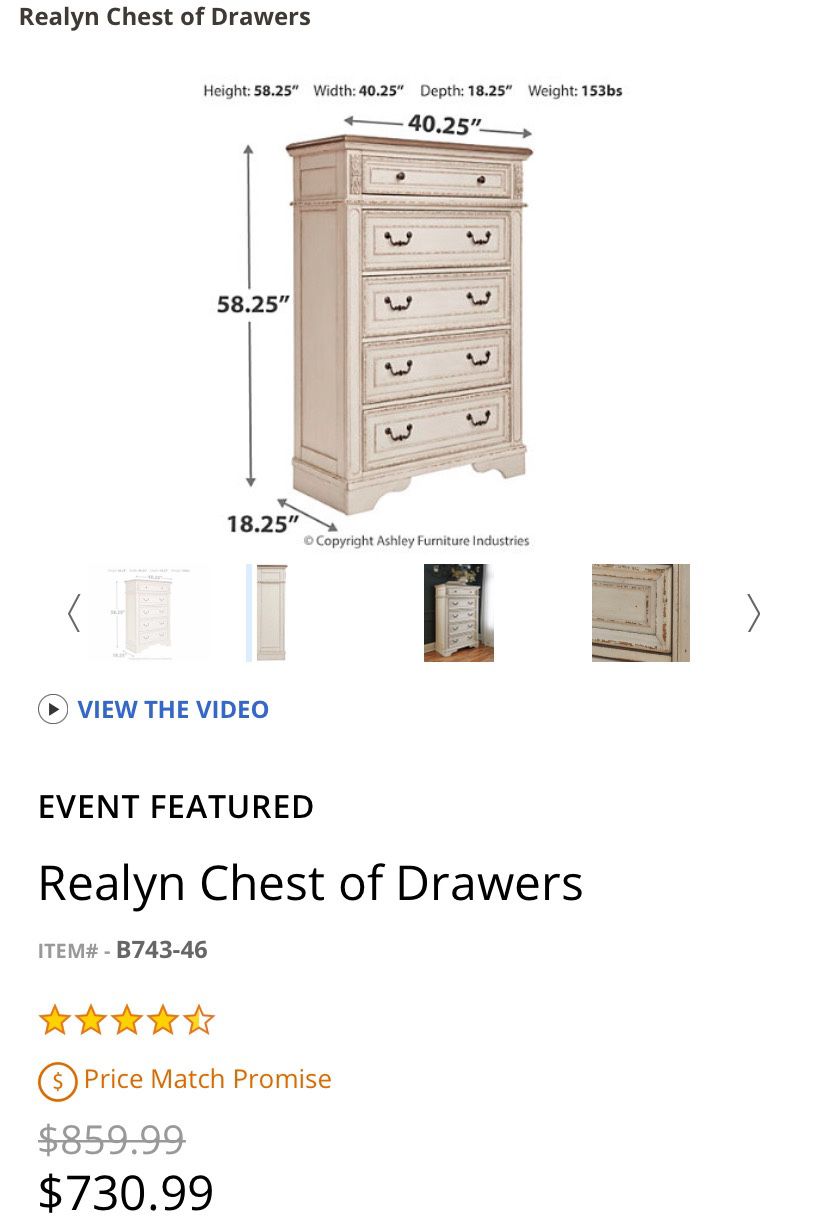 New in box chest dresser