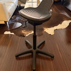 Adjustable Swivel Studio Stool with Backrest, Black