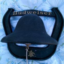Vintage Budweiser/clydesdale horseshoe Bell. Great Christmas or man cave gift. All metal wall mount type. 14 in wide by 12 in high. The only one of it