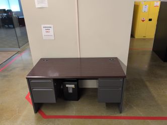 Metal desk with wood top