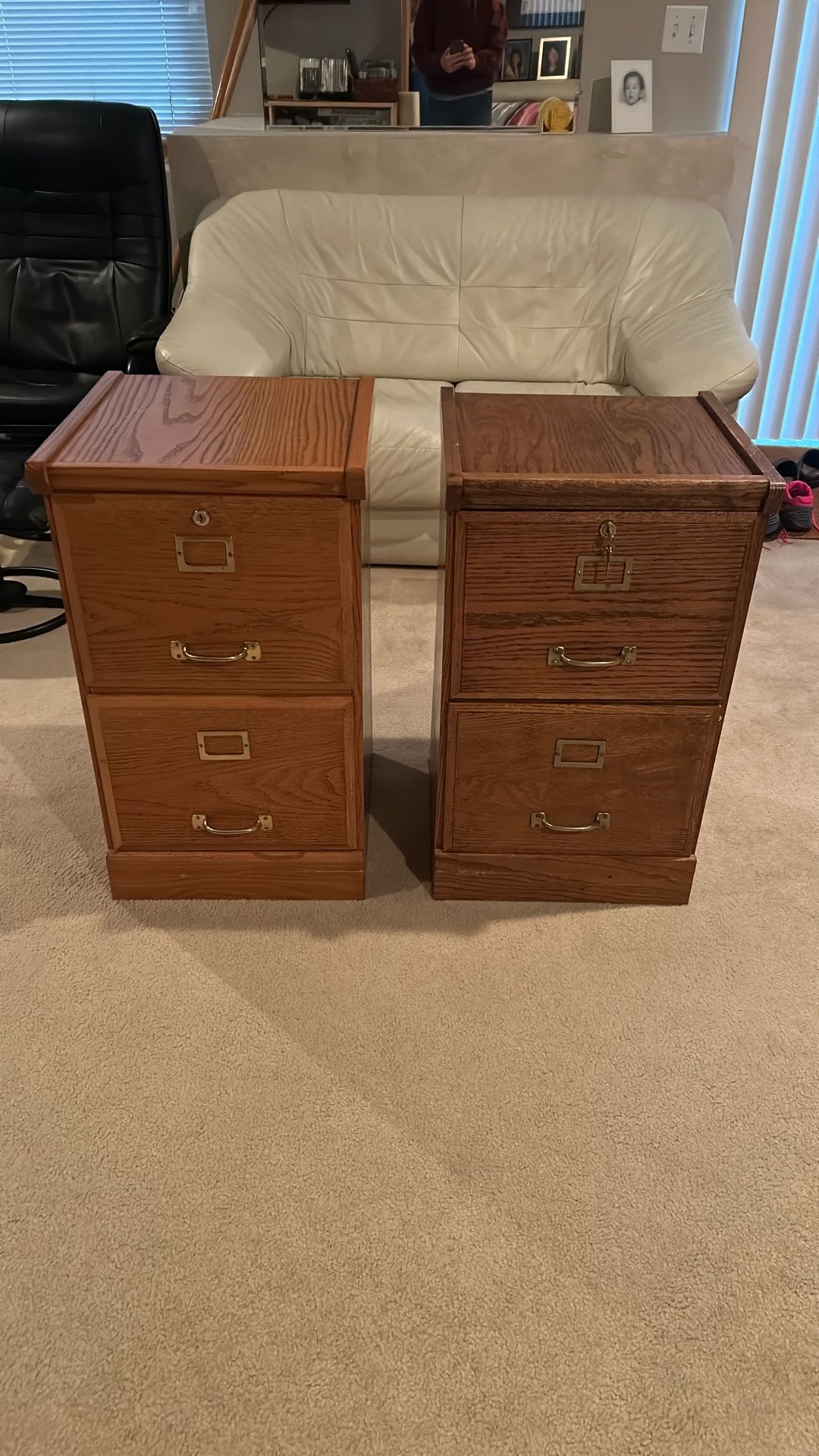 Two drawer Wood Filing cabinets