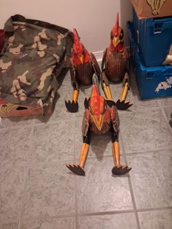 Hand carved rooster wood 30 inches tall