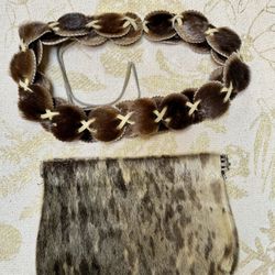 Alaskan Traditional Seal Fur Clutch And Belt