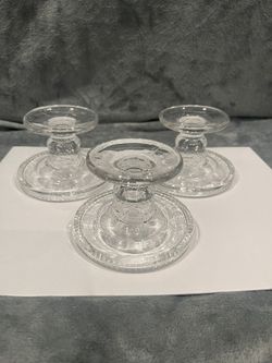 Clear Glass Decorative Candle Holders Set of 3 2.25in Glossy Solid
