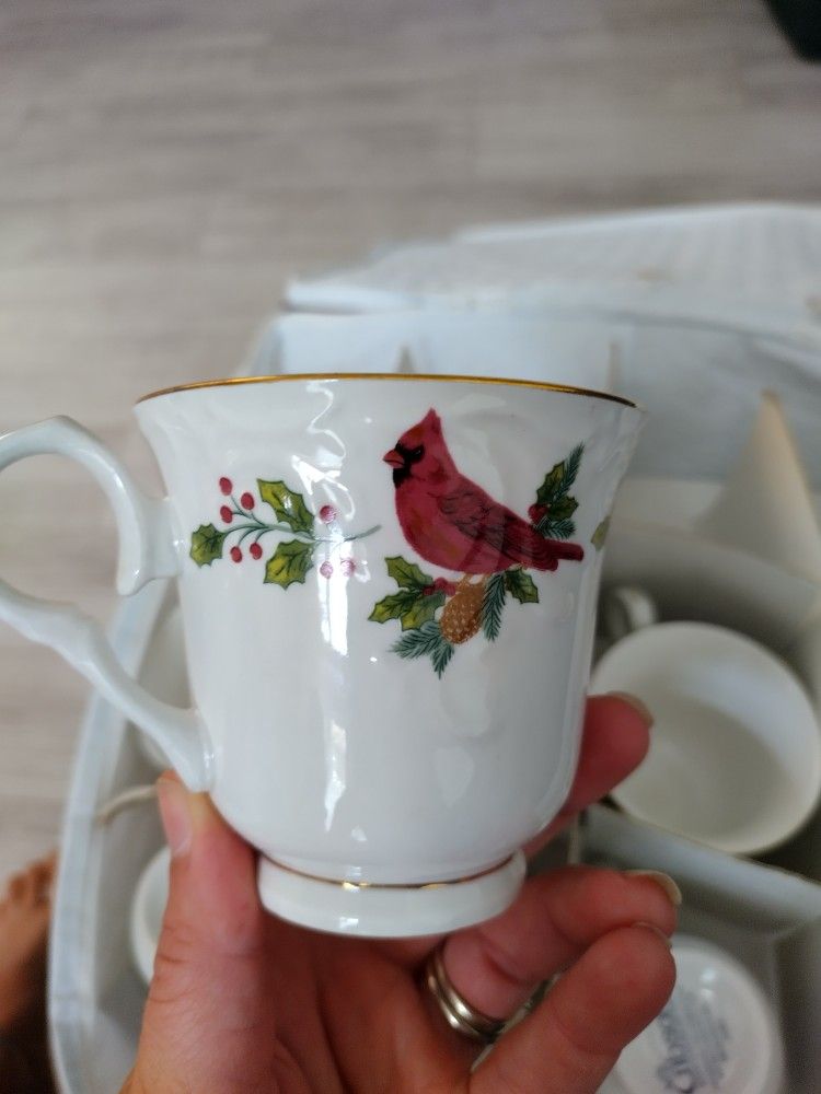 Everyday Gibson Songbird Holly Christmas China Set Of