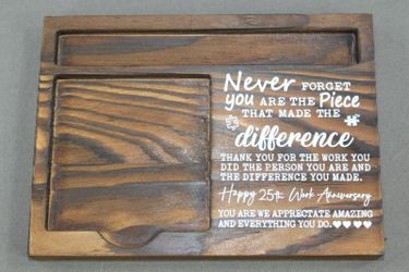 25th Work Anniversary Wooden Desk Plaque with Pen Holder