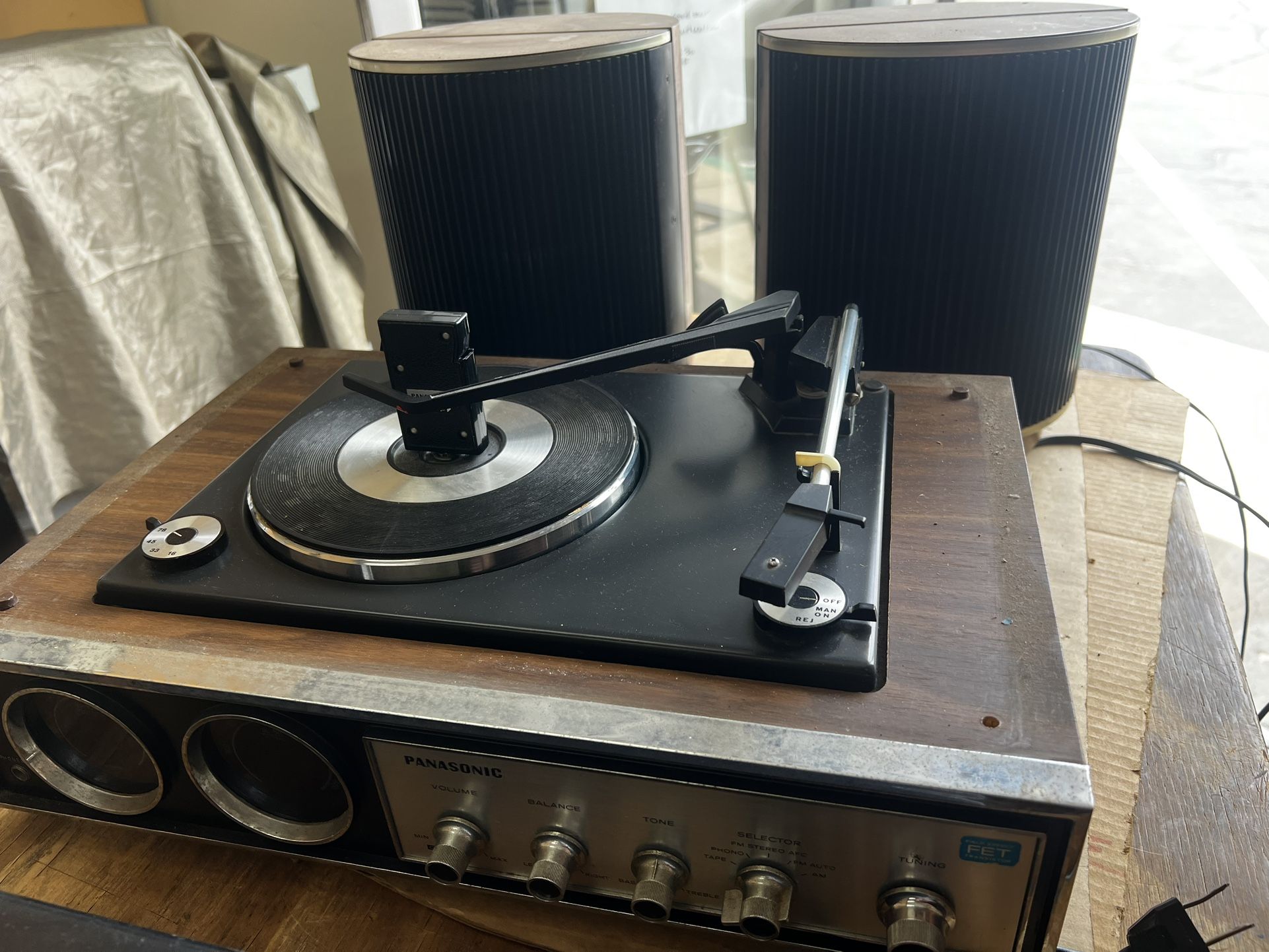 Vintage 1970s Panasonic Record Player with Original Speakers