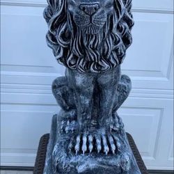 3 Foot Tall Stone Colored Lion Statue
