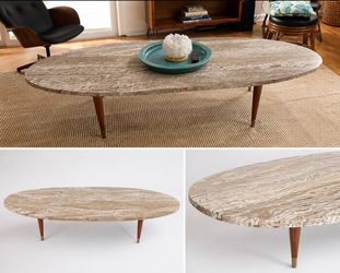 MCM travertine coffee table 72x30 stone