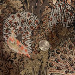 Vintage Thai Silk Peacock Print 2 Yards 39” Wide