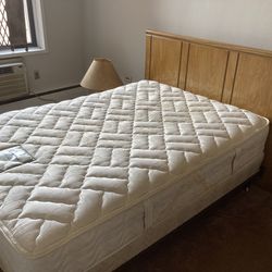 queen bed with box and mattress