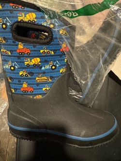 Kids Rain Boot with Construction Truck Print