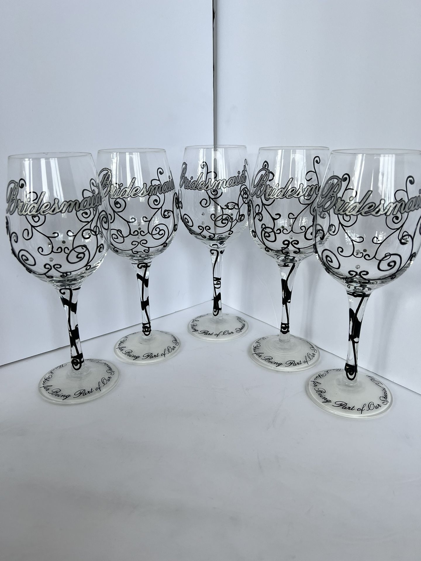 Bottoms Up Bridesmaids Hand painted Wine Glasses-Set Of 13 Wedding Party Gift