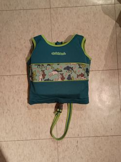 SwimSchools Kids Teal Pool Swim Vest with Shark Print