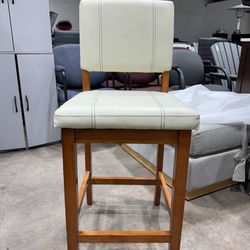 Cream Faux Leather Counter Stool with Padded Seat