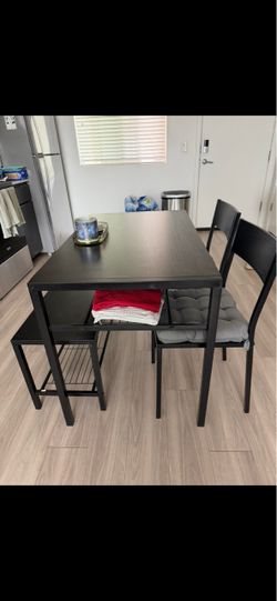 Black Dining Table with 2 Chairs