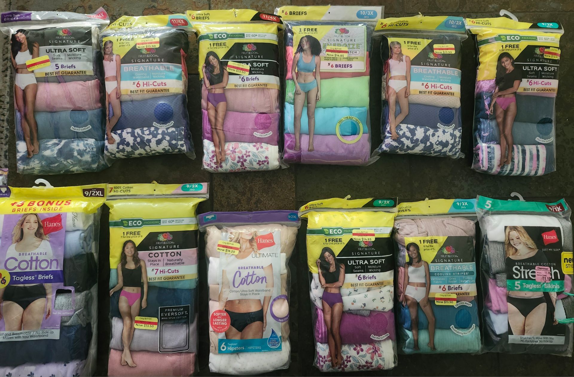 Hanes fruit of the loom woman's Briefs Size 11,10,9