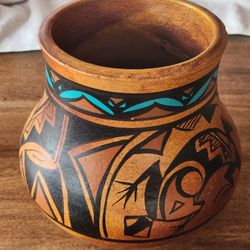 Decorative Southwestern Native American Home Decor Pottery Vase - Artist Signed - Hand Painted