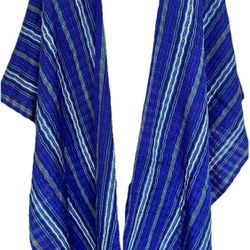 Aztec Woven Design Royal Blue Rich Purple & Black Sarape Men & Women Poncho MX