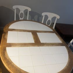 Tile-Top Expandable Dining Table w/ 6 Chairs – Seats 4 to 6