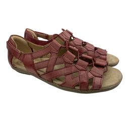 Earth Origins leather gladiator comfy red sandals Size 10- Belle Bridget