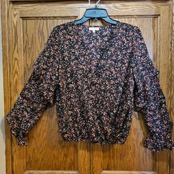 $15   NEW!   FLORAL RUFFLE BLOUSE   MEDIUM