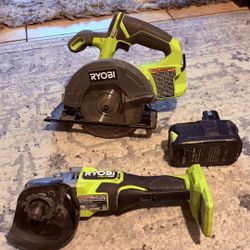 Ryobi Grinder And Circular Saw  ( Plus 1 Battery) 