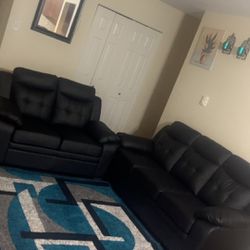 Black leather Living room Set