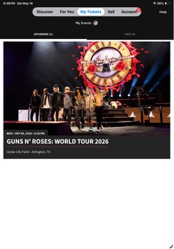 WTS: 1 Guns N’ Roses GA Pit Ticket