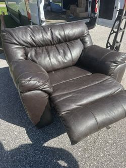 Wide Brown Leather Recliner