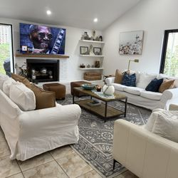 Two Washable White Sofas  Ektorp 