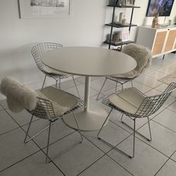 Bertoia Chairs With Leather Cushion 