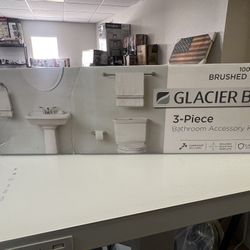 Glacier Bay Builders 3-Piece Bath Hardware Set with Towel Bar TP Holder Towel Ring in Brushed Nickel