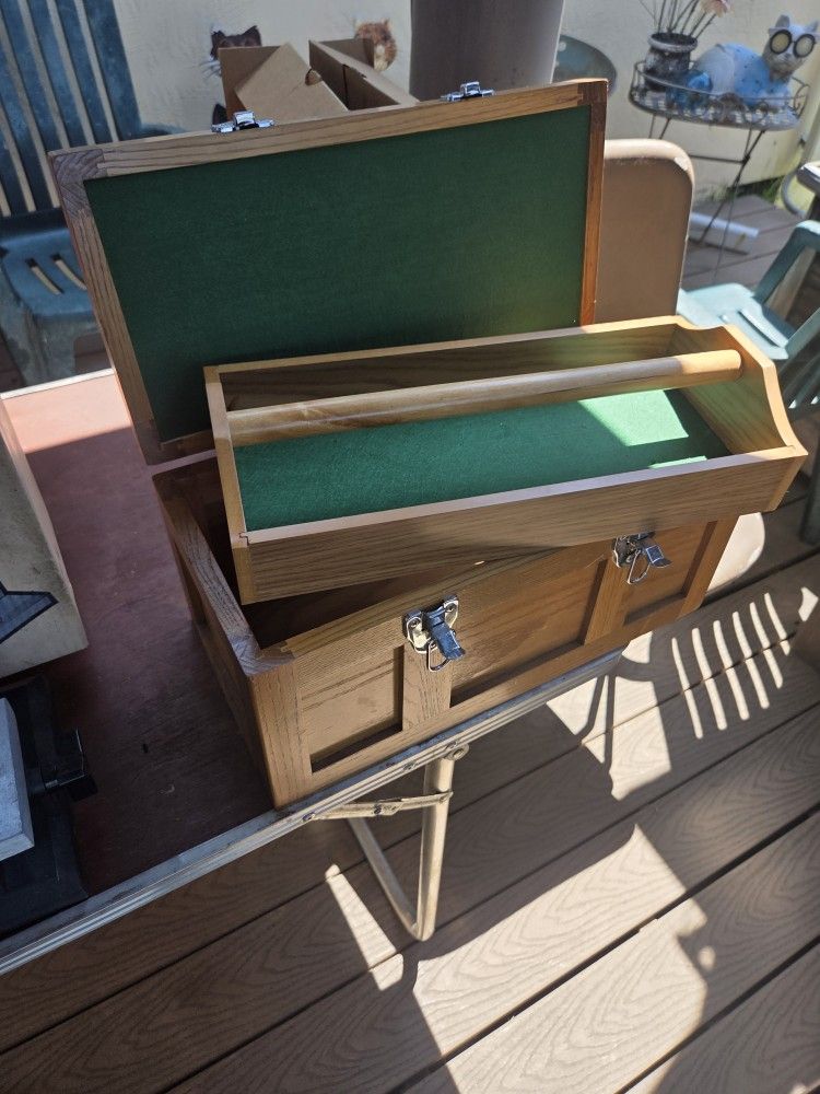 wooden tool box in great shape 