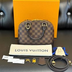 Louis Vuitton N40606 Alma BB Damier Ebene Brown Canvas Small handbag purse full set
