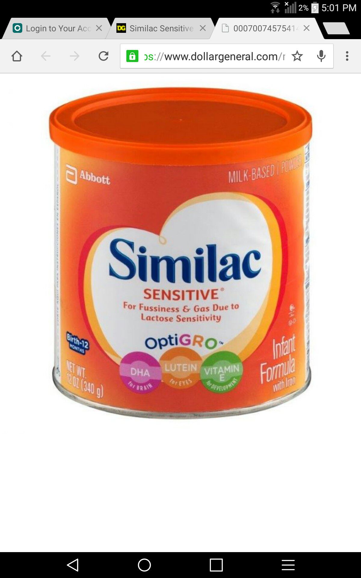 Similac sensitive 12 oz cans