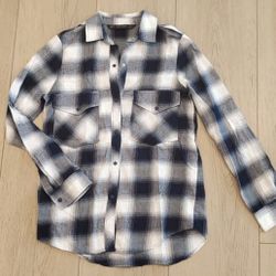 Zara Woman's Plaid Black & White Buttoned Shirt