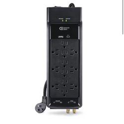 Commercial Electric 15 ft. 12-Outlet Surge Protector Braided Cord in Black