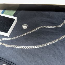 Silver Chain And Ring